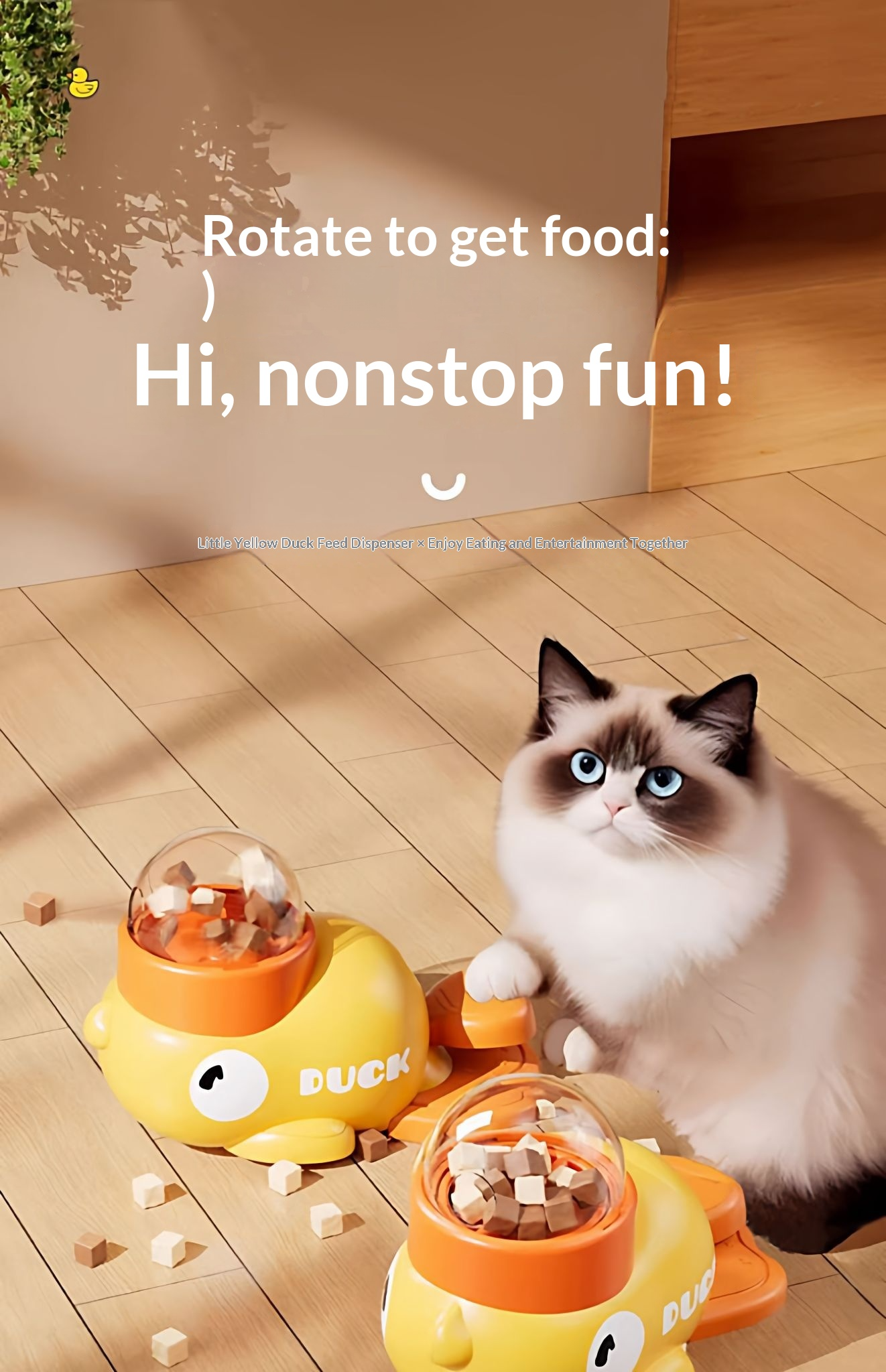 Freeze-dried cat treat dispenser, rubber duck, pet dog treat feeder, treat dispenser, snack hiding place, educational toy