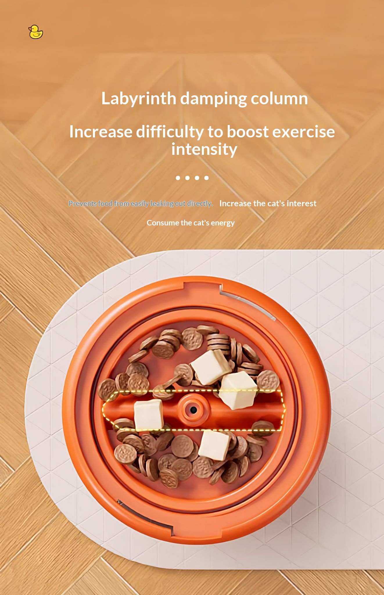 Freeze-dried cat treat dispenser, rubber duck, pet dog treat feeder, treat dispenser, snack hiding place, educational toy