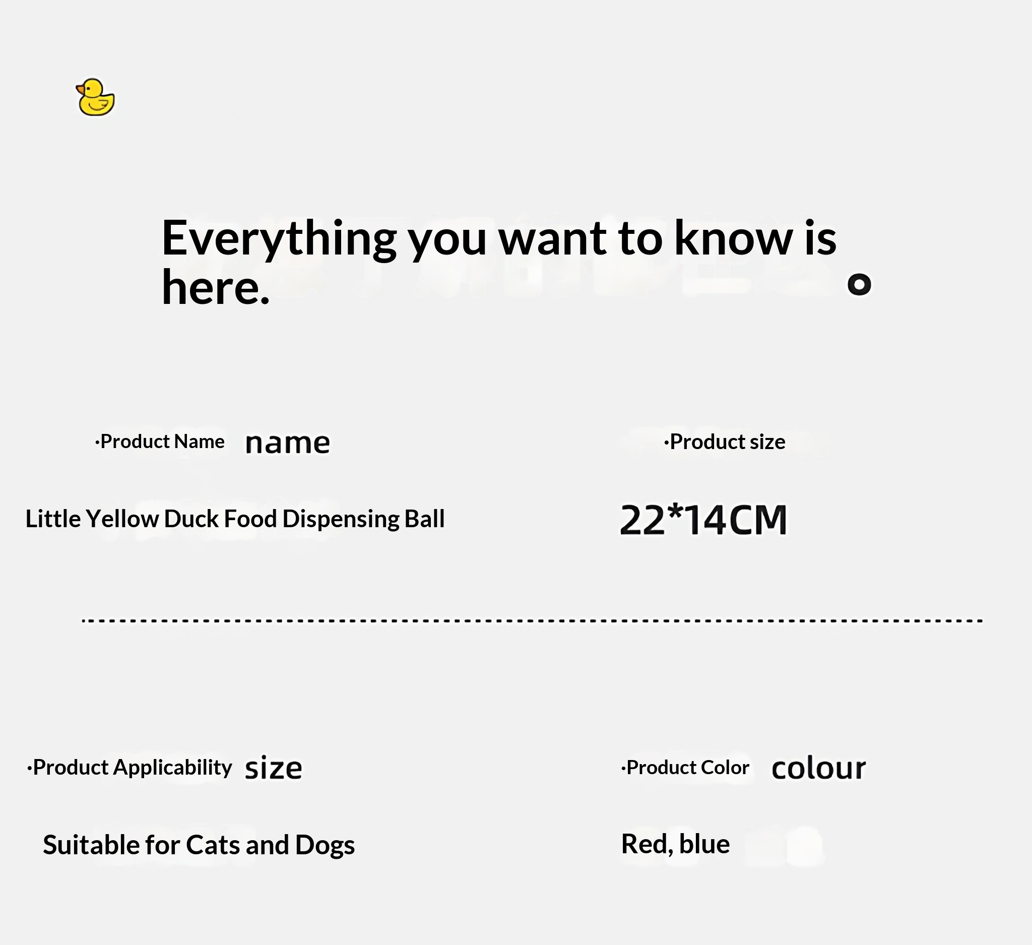 Freeze-dried cat treat dispenser, rubber duck, pet dog treat feeder, treat dispenser, snack hiding place, educational toy