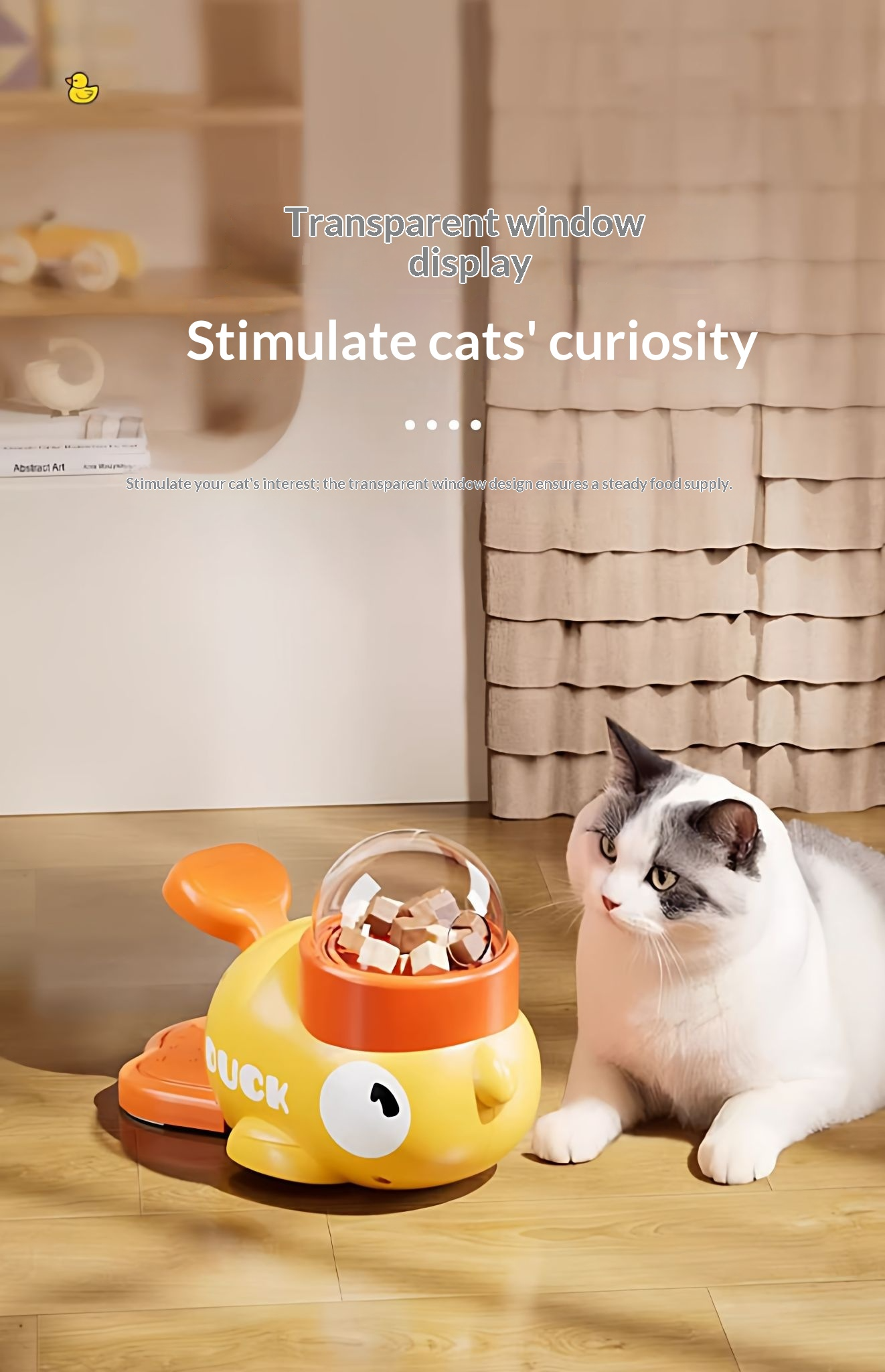 Freeze-dried cat treat dispenser, rubber duck, pet dog treat feeder, treat dispenser, snack hiding place, educational toy