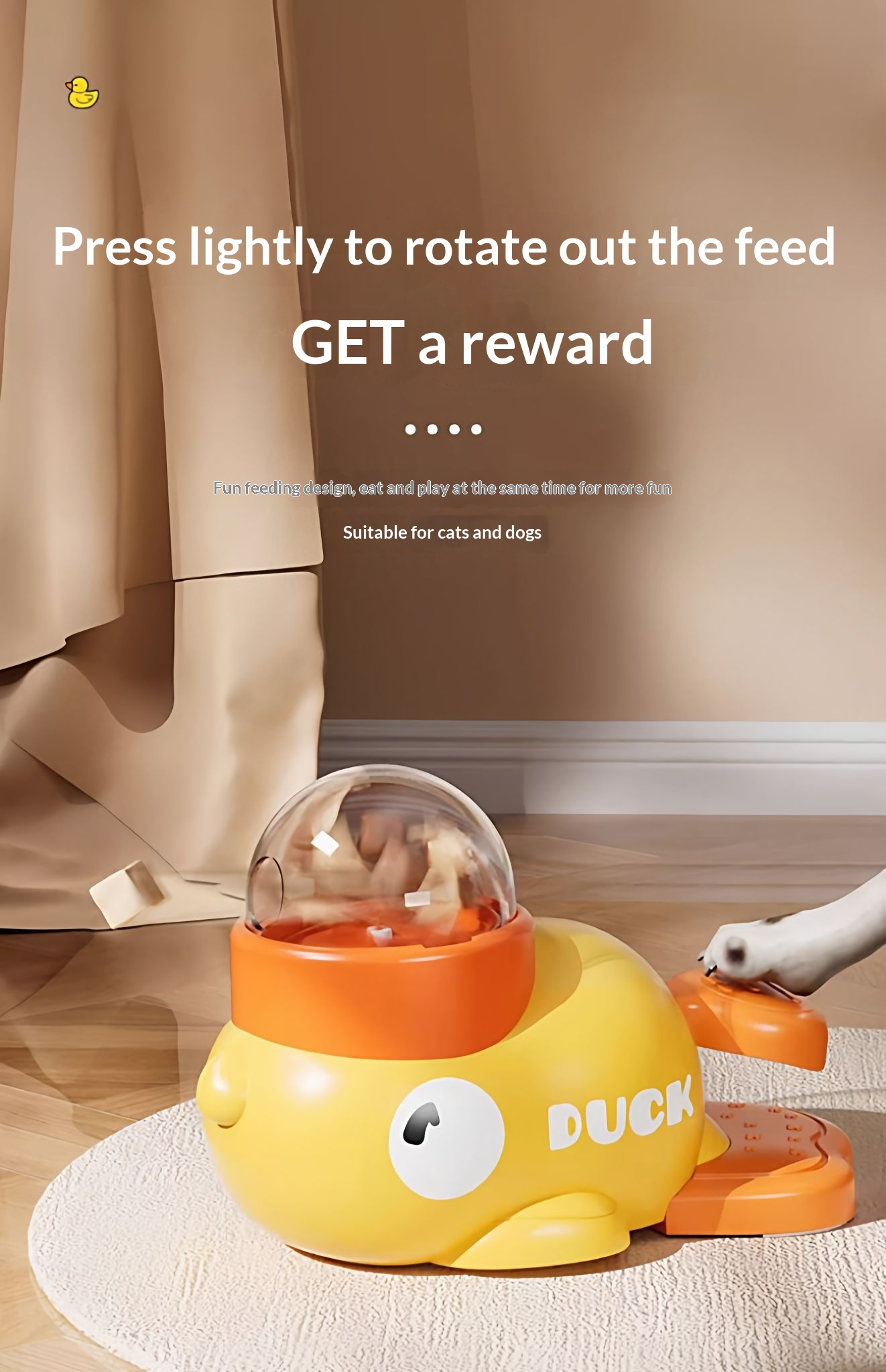 Freeze-dried cat treat dispenser, rubber duck, pet dog treat feeder, treat dispenser, snack hiding place, educational toy